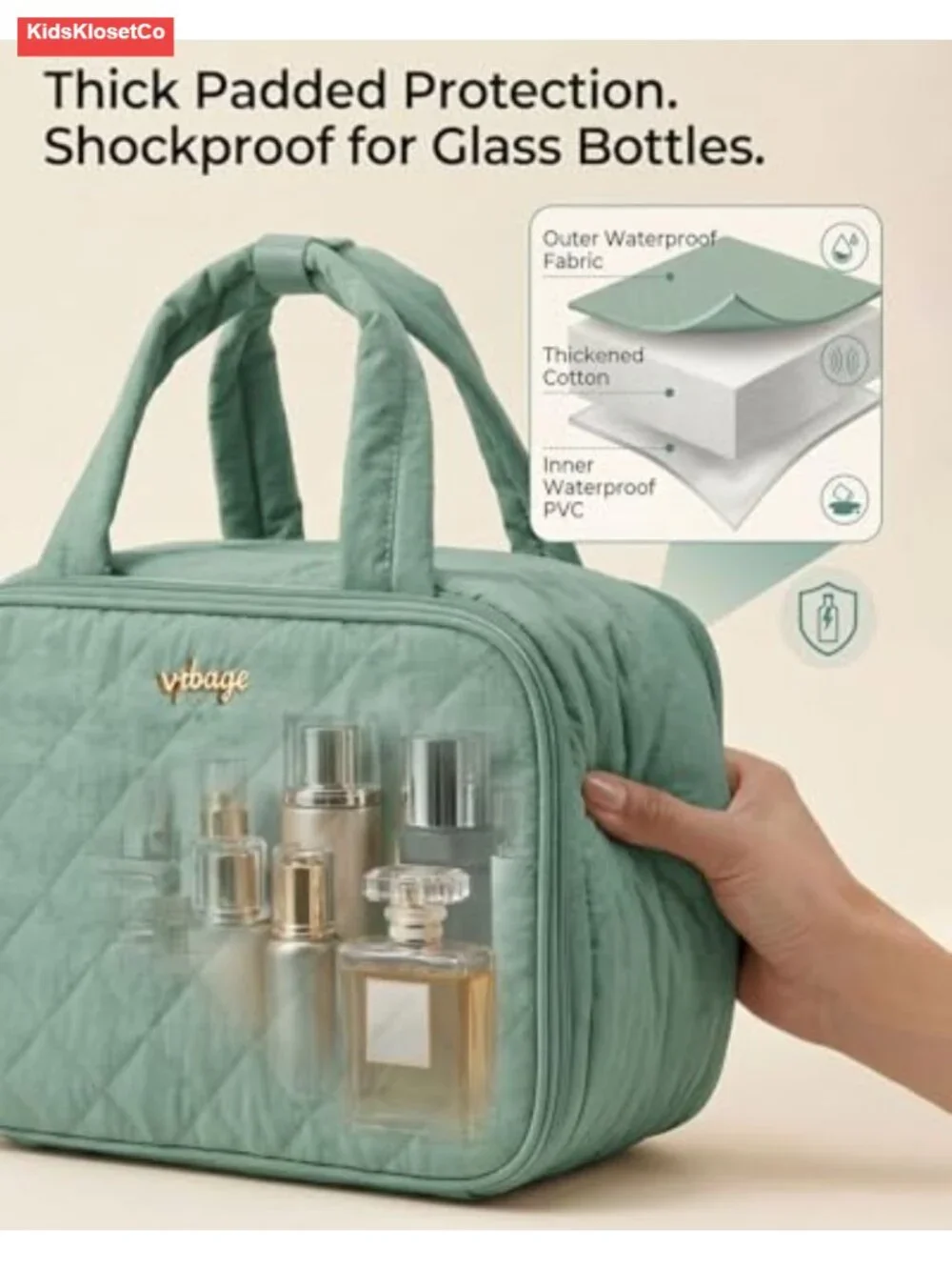 Quilted Toiletry Bag Women Puffy Travel Makeup Organizer Removable Divider